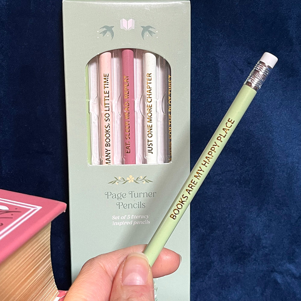 Set Matite "Book Club", 5 matite con citazioni letterarie, booklover