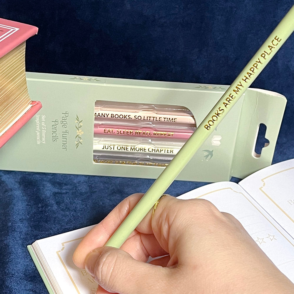 Set Matite "Book Club", 5 matite con citazioni letterarie, booklover