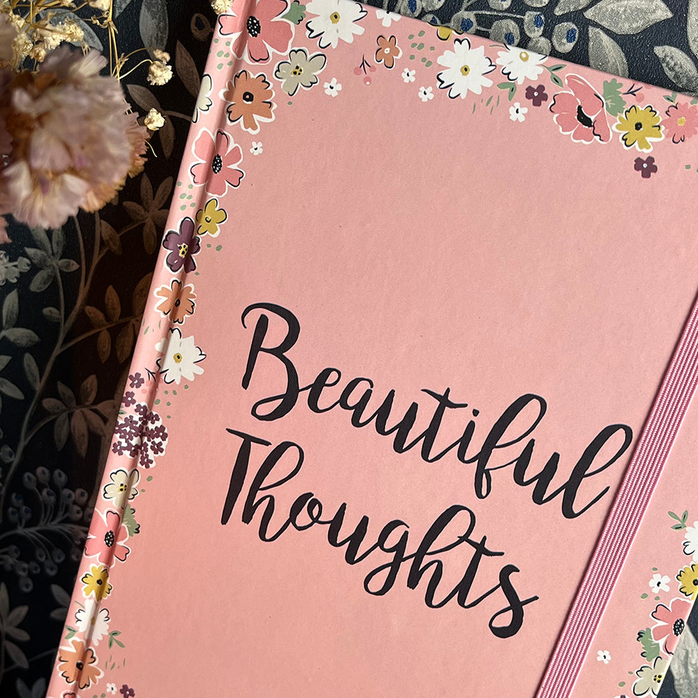 Quaderno "Beautiful Thoughts", fiori, cottagecore aesthetic, A5 a righe