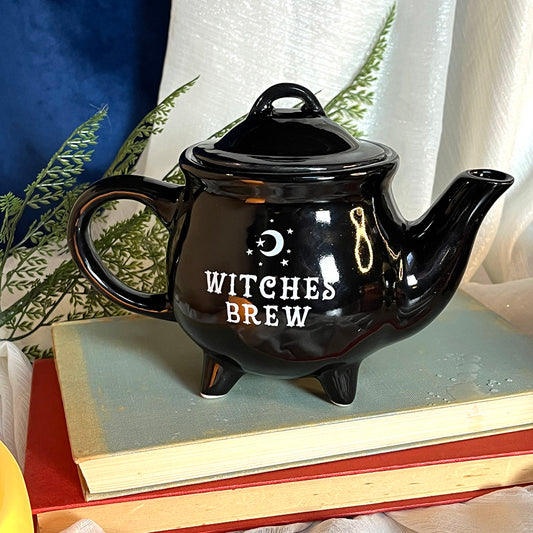 Teiera "Witches Brew" in ceramica smaltata nera, calderone della strega