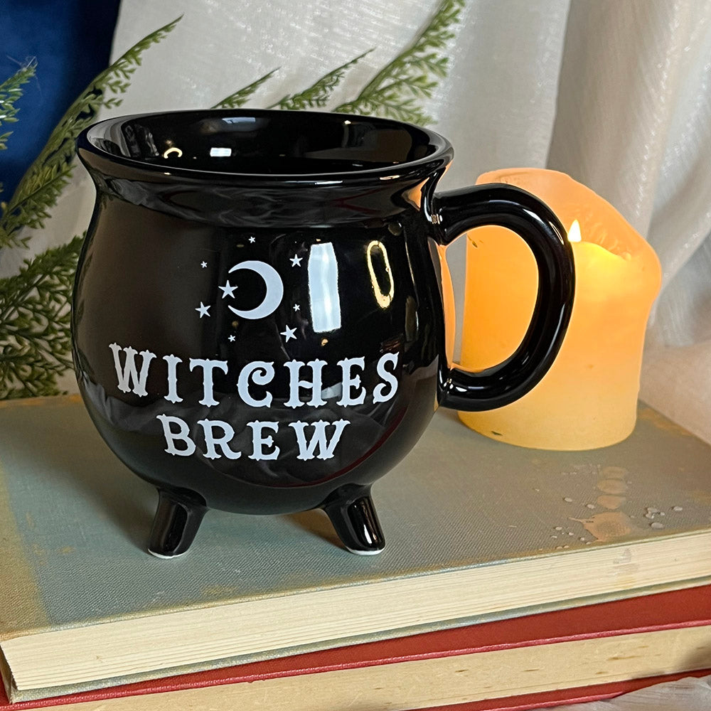 Tazza "Witches Brew" in ceramica smaltata nera, calderone della strega