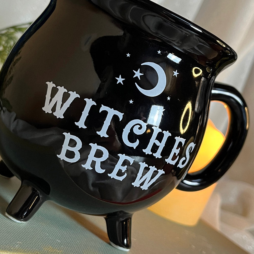 Tazza "Witches Brew" in ceramica smaltata nera, calderone della strega