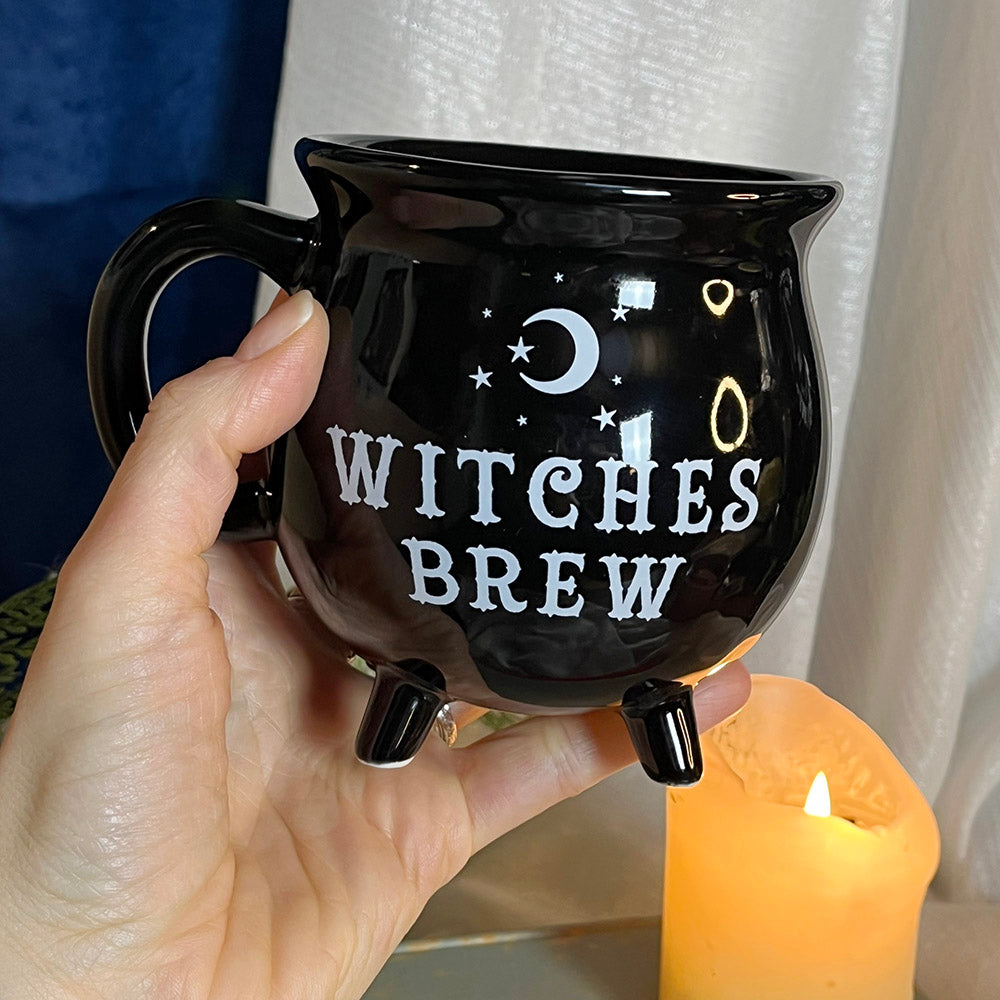 Tazza "Witches Brew" in ceramica smaltata nera, calderone della strega