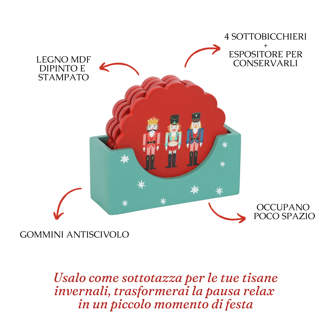 Sottobicchieri "Nutcracker", sottotazza, design schiaccianoci Natale