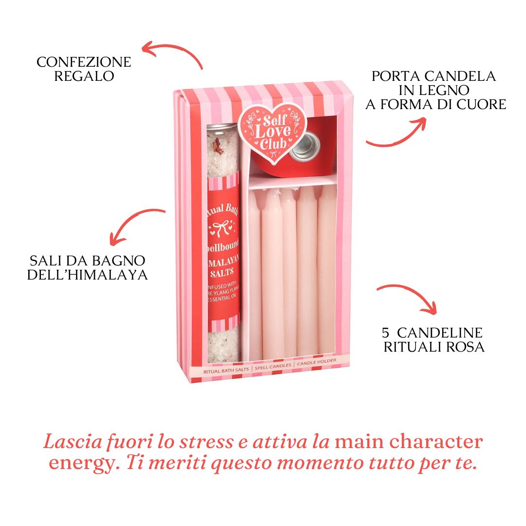 Kit da bagno "Self Care Love" sali profumati, candele e porta candela