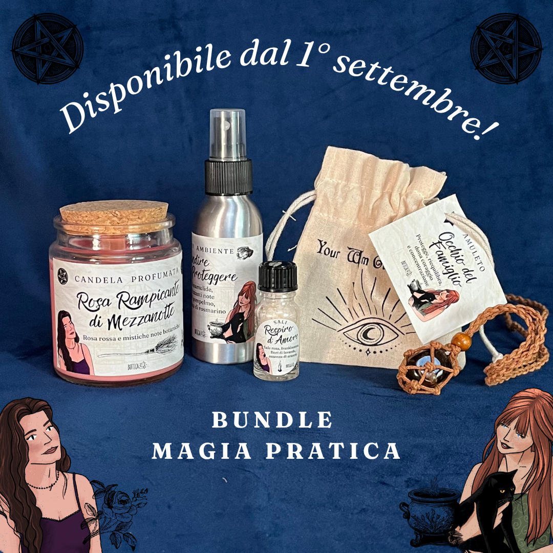Bundle Kit "Magia pratica" candela, profumo ambiente e amuleto, edizione limitata witchy