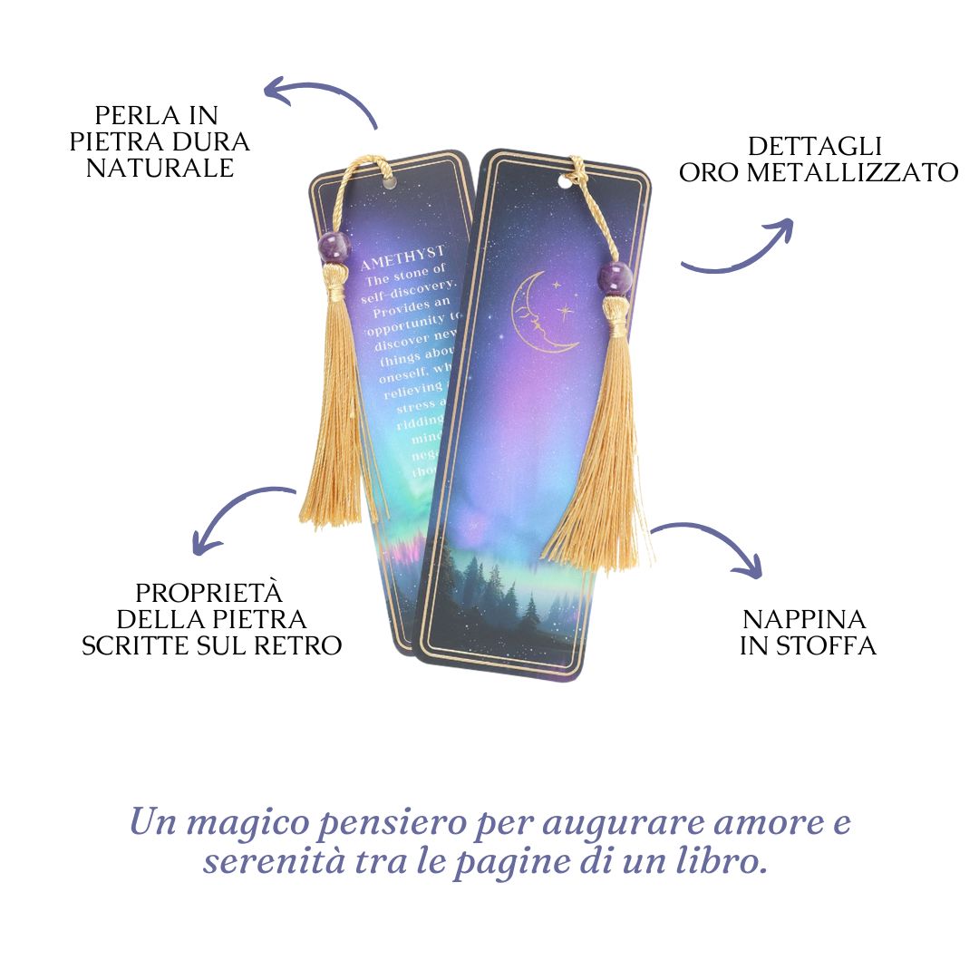Segnalibri "Ethereal" con illustrazioni di paesaggi incantati e pietre dure