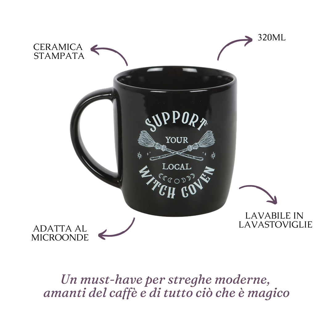Tazza "Support your local witch coven" nera, witchy vibes