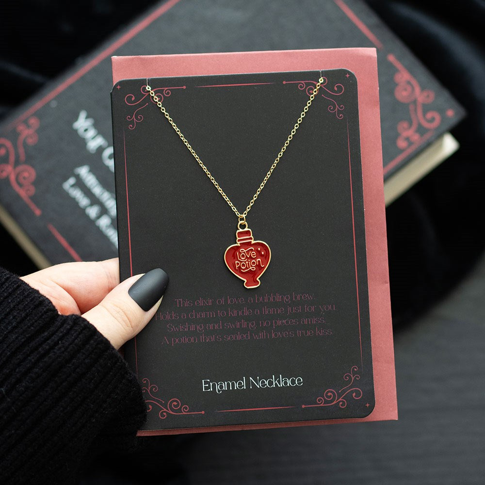 Collana "Love Potion" in metallo smaltato con biglietto regalo