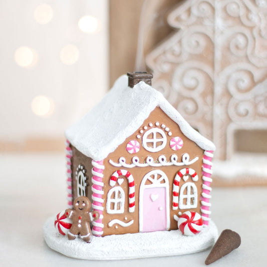 Casetta Pan di Zenzero Natale, brucia incenso, coni, gingerbread house