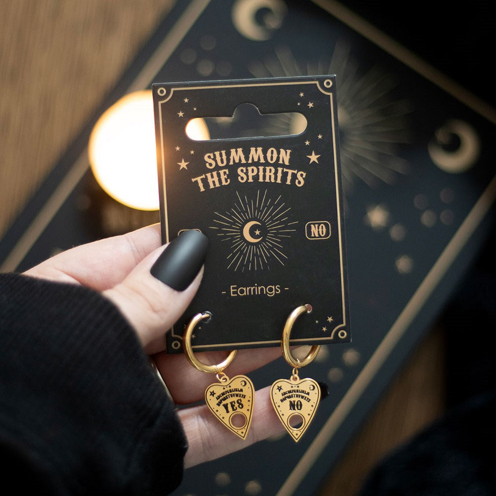Orecchini pendenti ciondolo tavola OUIJA in acciaio dorato