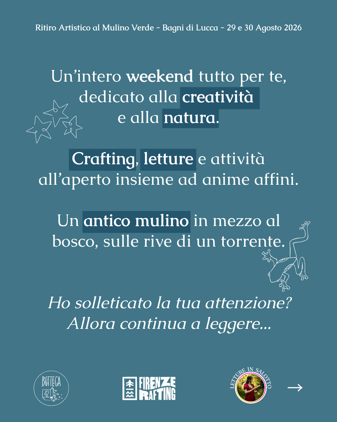 Ritiro Creativo al Mulino Verde, weekend artistico in Toscana, 29-30 agosto 2026