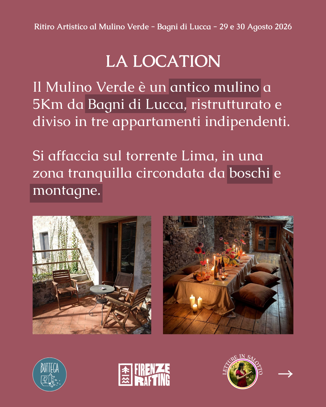 Ritiro Creativo al Mulino Verde, weekend artistico in Toscana, 29-30 agosto 2026