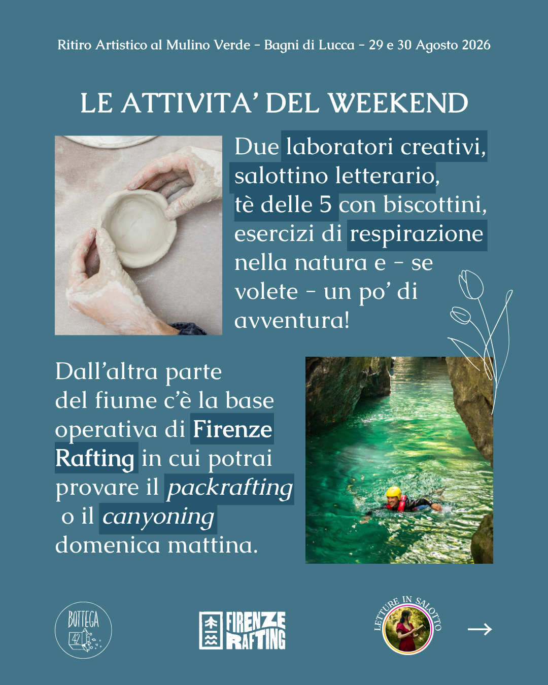 Ritiro Creativo al Mulino Verde, weekend artistico in Toscana, 29-30 agosto 2026