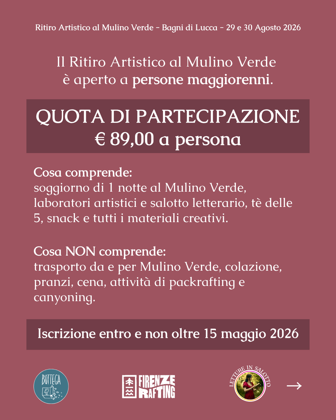 Ritiro Creativo al Mulino Verde, weekend artistico in Toscana, 29-30 agosto 2026