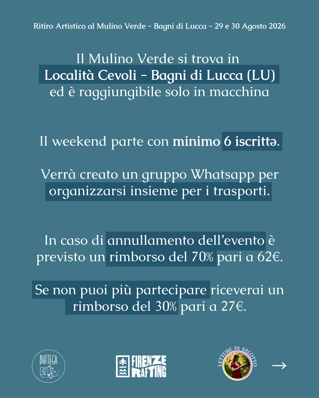 Ritiro Creativo al Mulino Verde, weekend artistico in Toscana, 29-30 agosto 2026