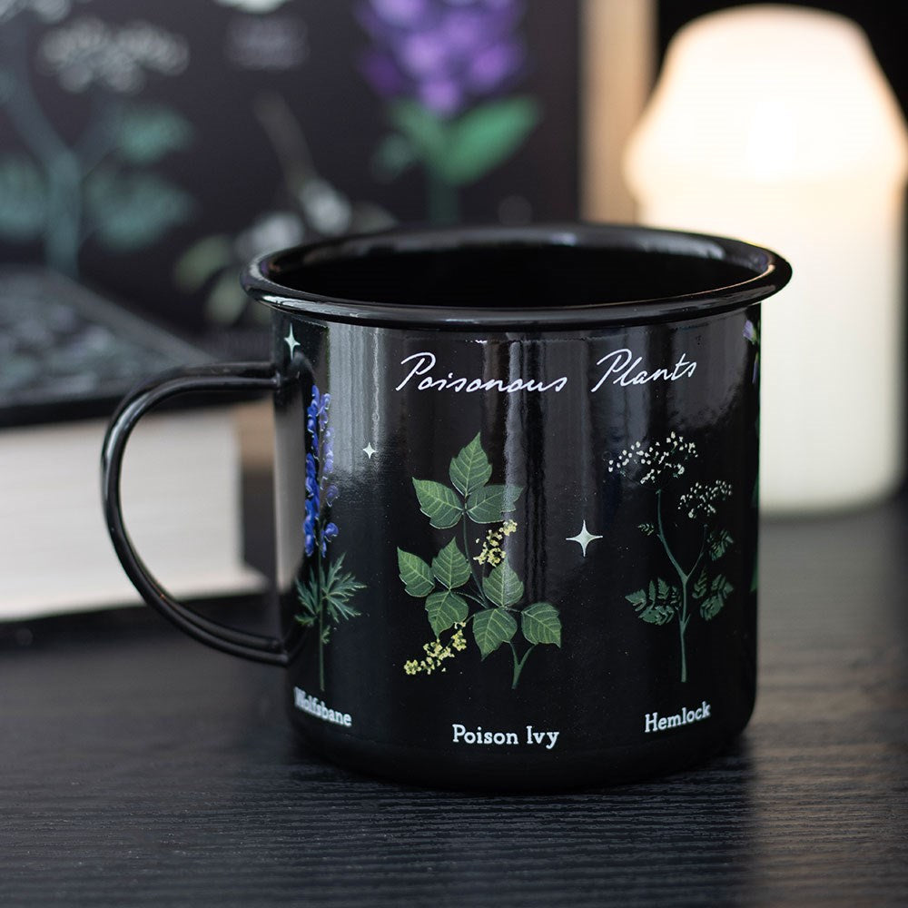 Tazza in metallo smaltato "Poisonous Plants", stampa botanica witchy