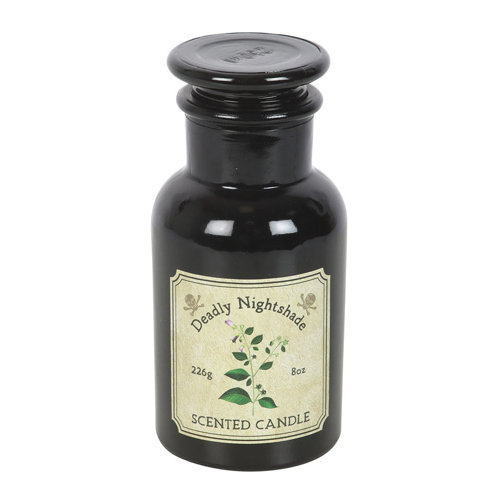 Candela profumata "Nightshade" in bottiglia vintage, belladonna, witchy candle