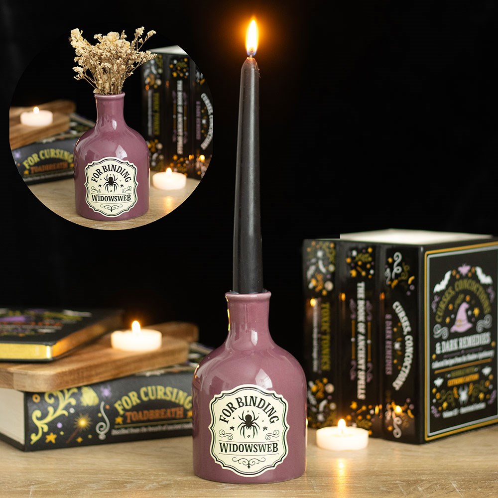Vaso o porta candela "Magic Potion", bottiglia pozione in ceramica, colori vari