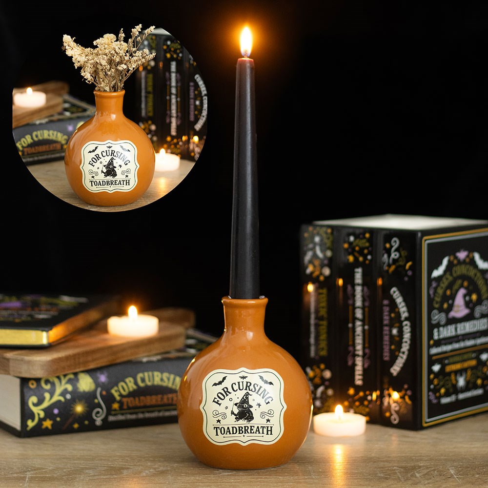Vaso o porta candela "Magic Potion", bottiglia pozione in ceramica, colori vari