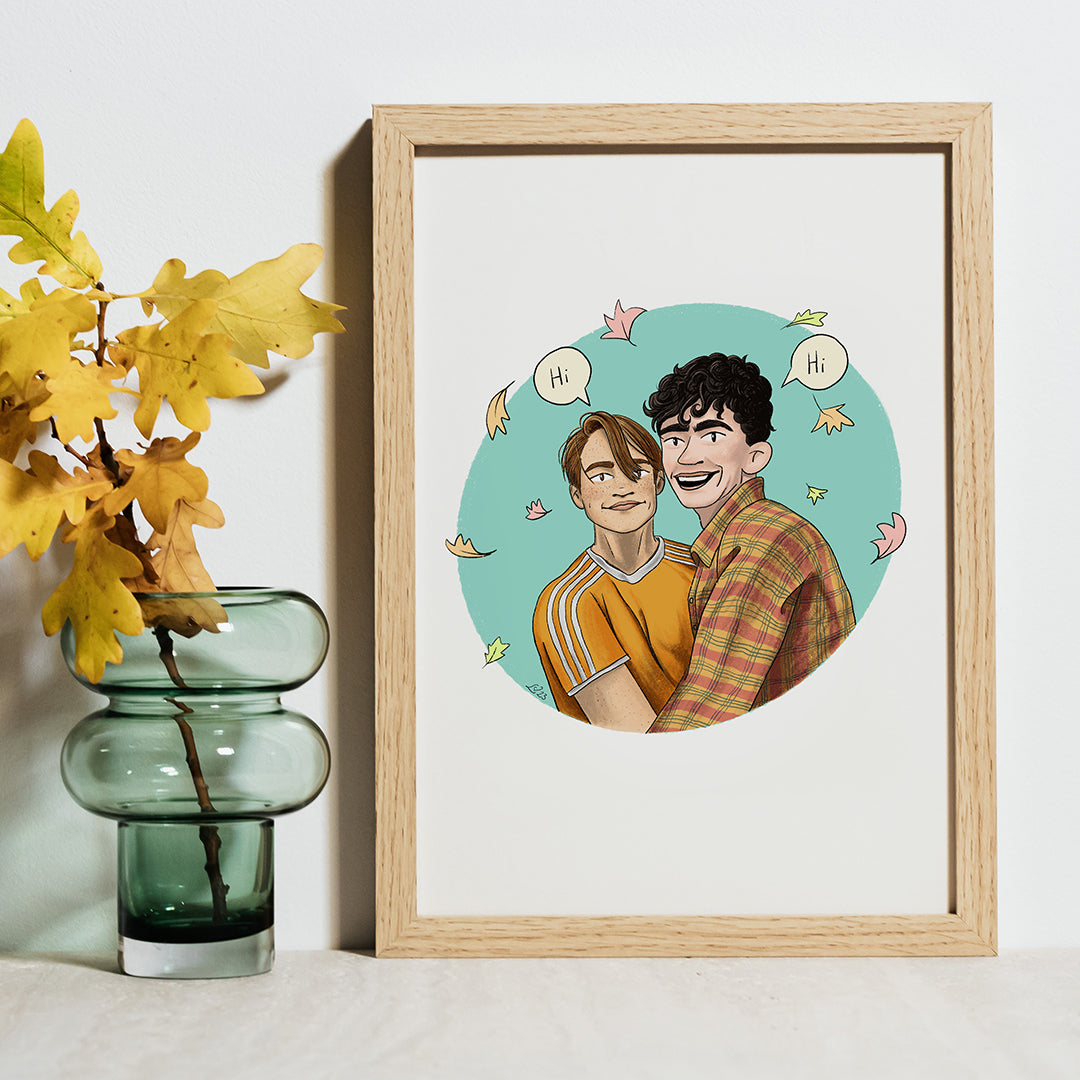 Stampa Illustrazione Originale, Nick & Charlie, Heartstopper, 21x21cm, lgbtqia