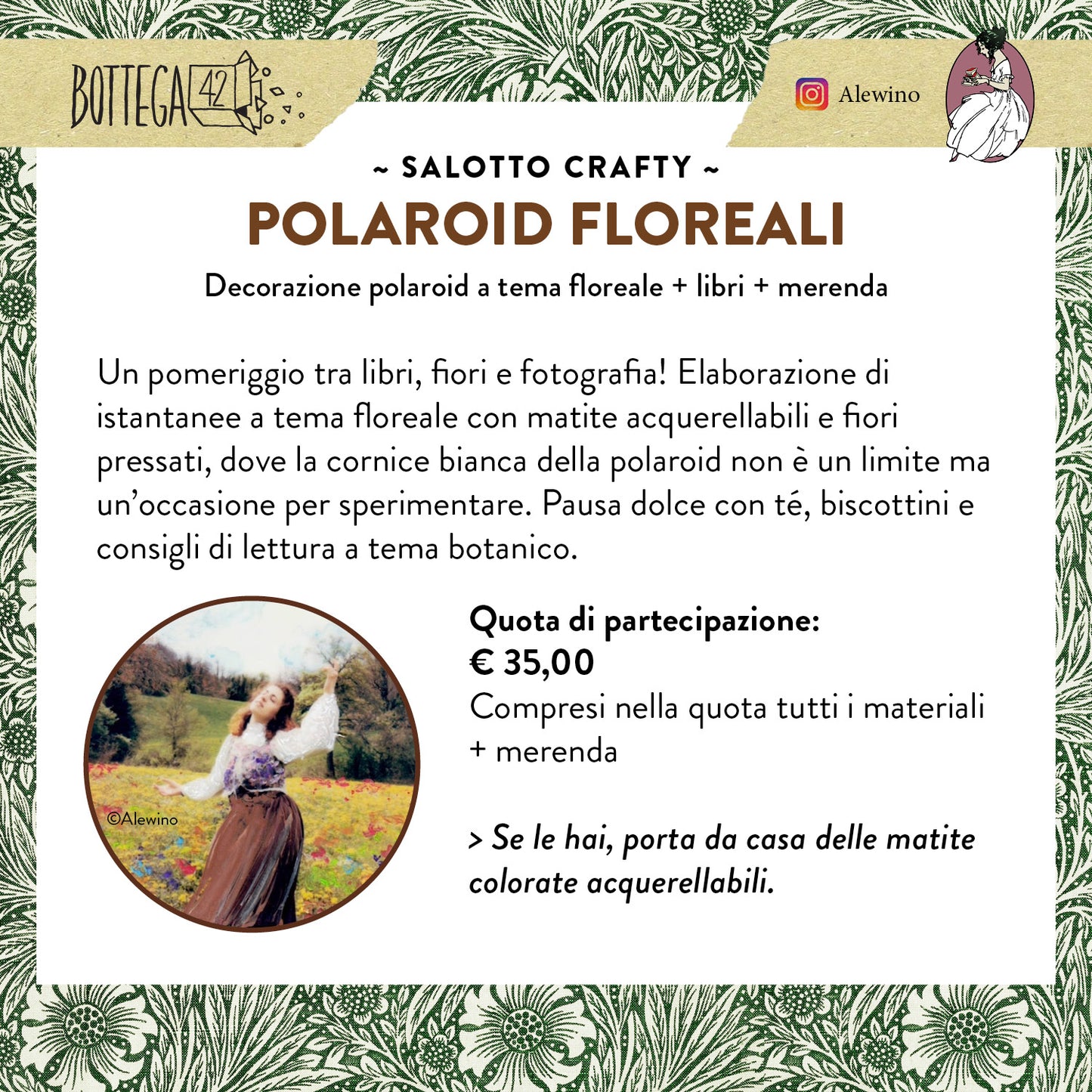 Workshop Polaroid Floreali, elaborazioni con fiori secchi e pittura, 12 ottobre 2024