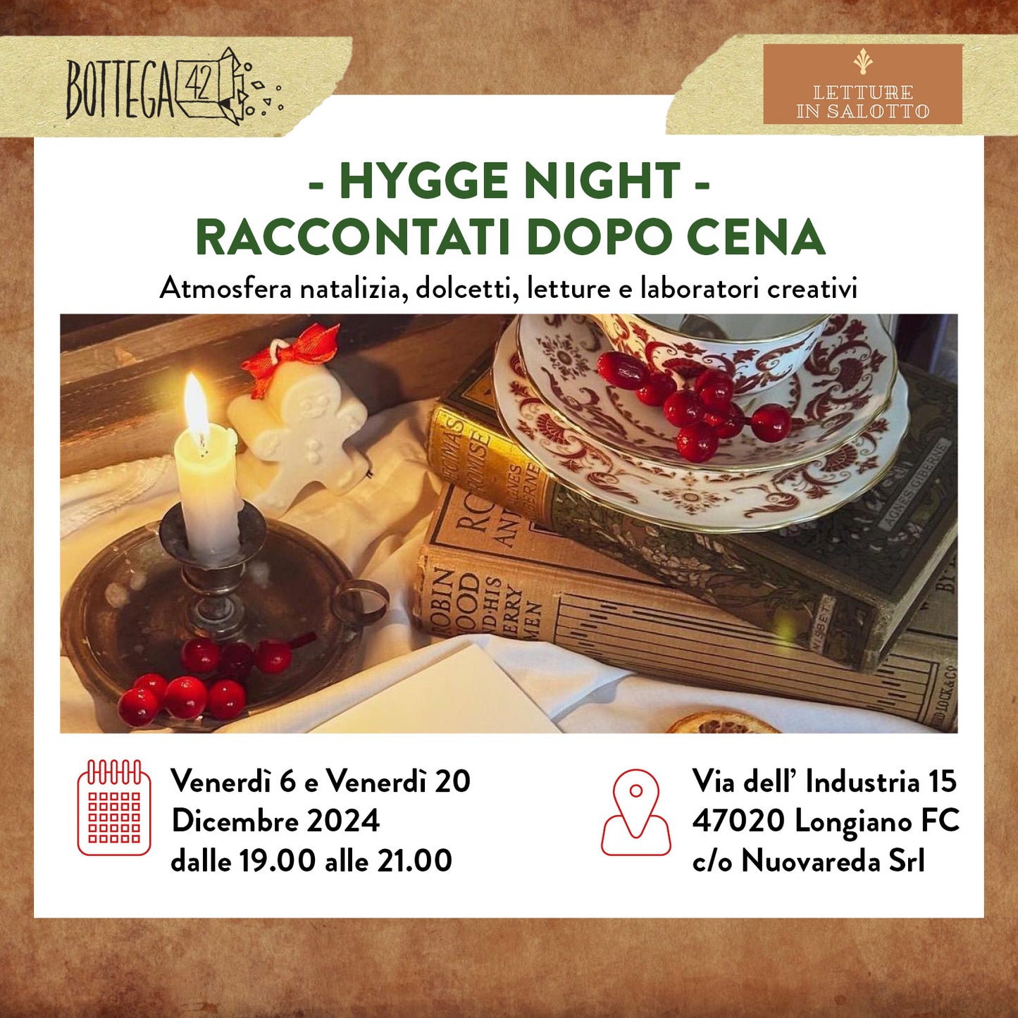 Hygge Night di Natale, letture e laboratori creativi, 6 e 20 dicembre 2024