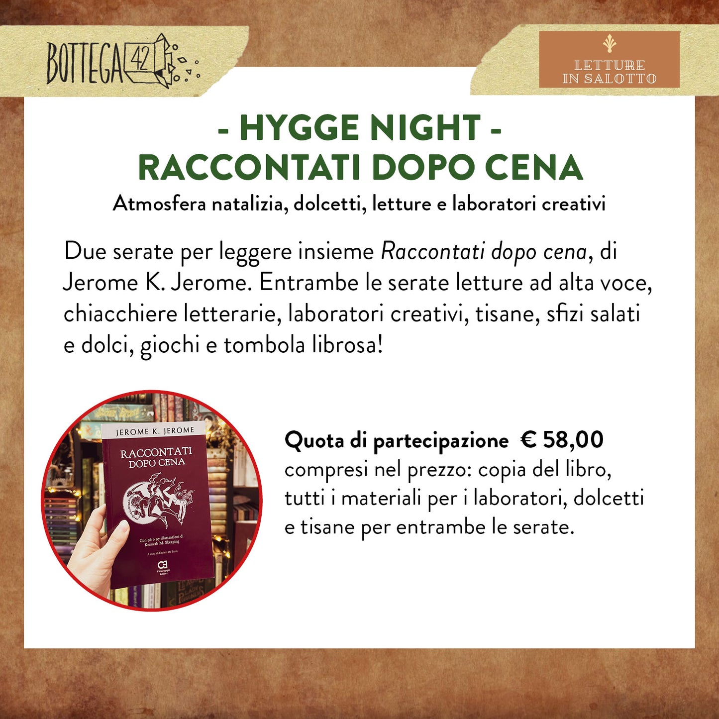 Hygge Night di Natale, letture e laboratori creativi, 6 e 20 dicembre 2024