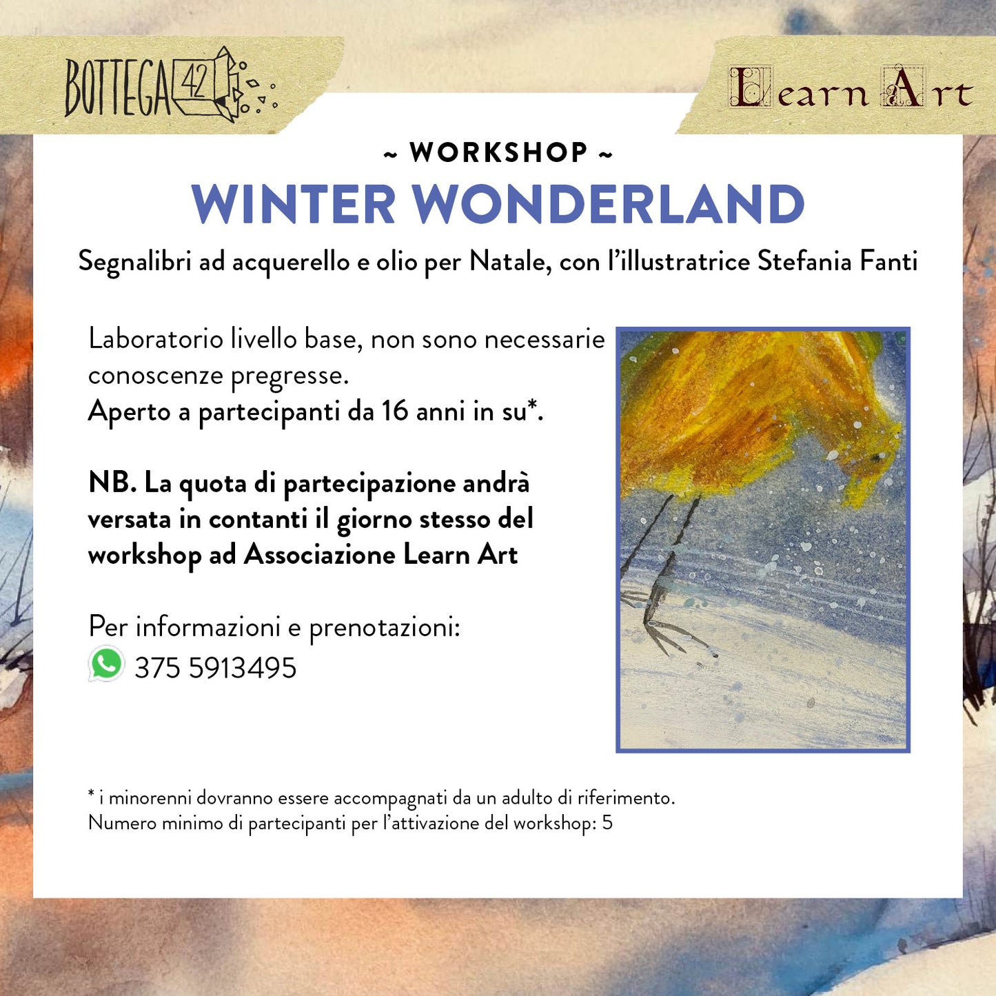 Workshop "Winter Wonderland" segnalibri a tecnica mista, sabato 23 novembre 2024