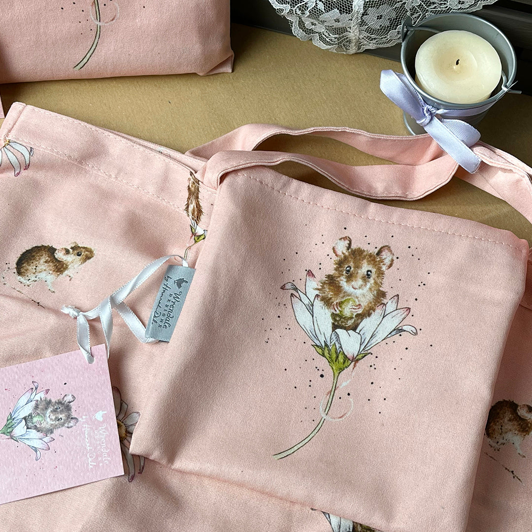 Borsa Shopper Pieghevole Fiori e Animaletti di Campagna