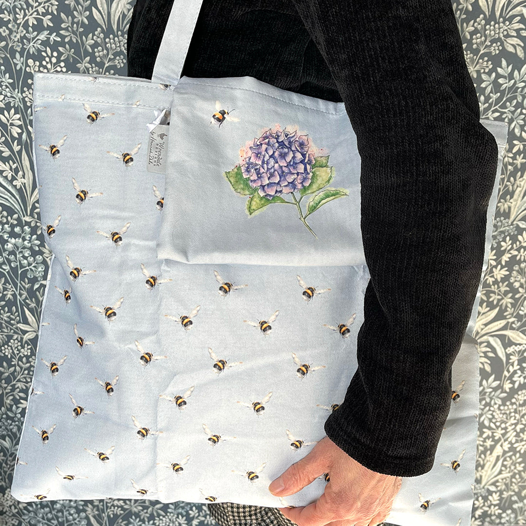 Borsa Shopper Pieghevole Fiori e Animaletti di Campagna