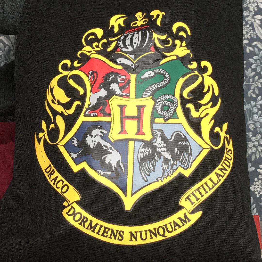 Borsa Shopper nera in cotone stemma "Hogwarts Crest" Harry Potter