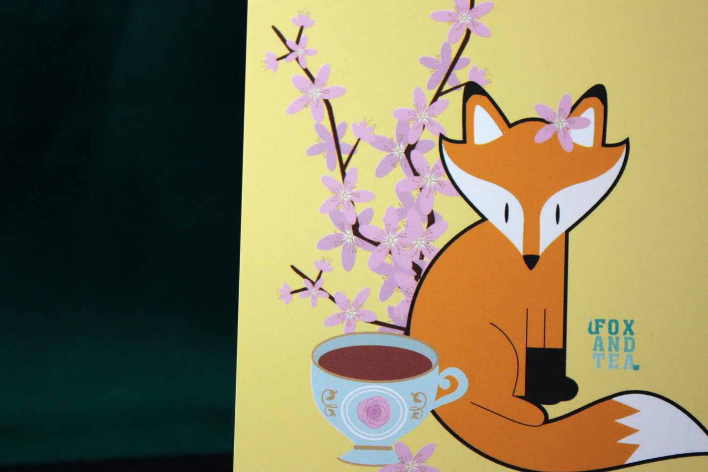 Cartolina illustrata 10x15cm volpe Fox And Tea "Tè delle cinque"