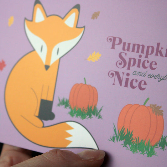Cartolina illustrata 10x15cm volpe Fox And Tea "Pumpkin Patch"