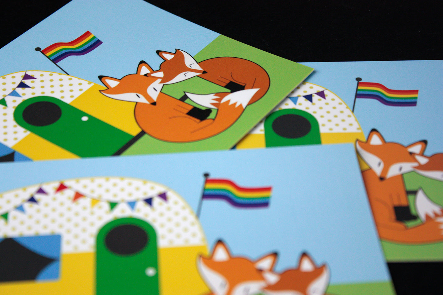 Cartolina illustrata 10x15cm volpe Fox And Tea "Sfumature d'amore"