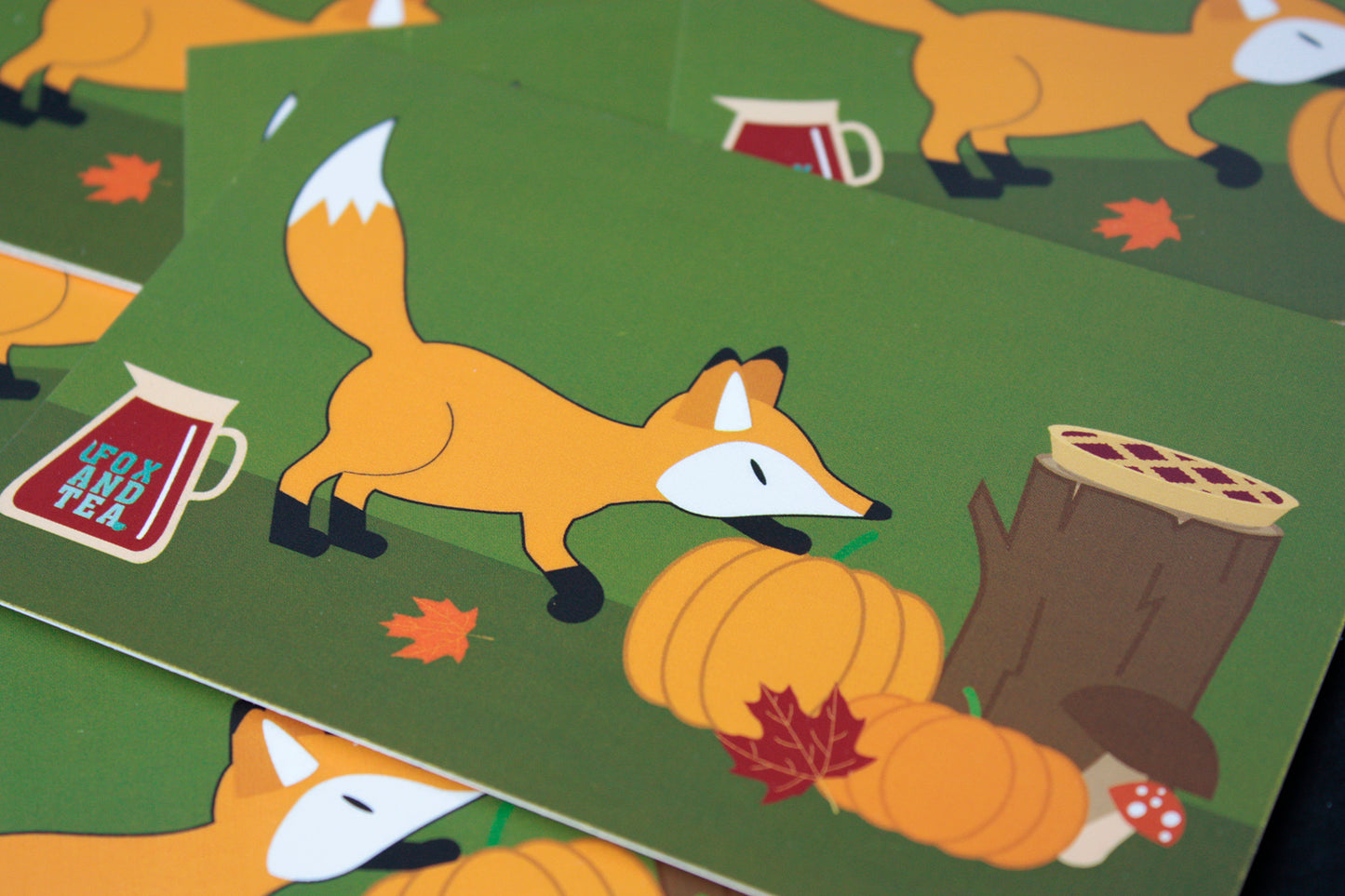 Cartolina illustrata 10x15cm volpe Fox And Tea "Gratitudine"